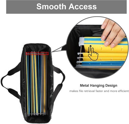 WOMACO File Tote Bag with Handle, Portable Hanging File Folder Organizer Work Bag with Zipper, Document Organizer Box for Letter Size File Folder (Black, Medium) in Saudi Arabia