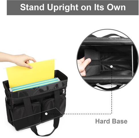 WOMACO File Tote Bag with Handle, Portable Hanging File Folder Organizer Work Bag with Zipper, Document Organizer Box for Letter Size File Folder (Black, Medium) in Saudi Arabia