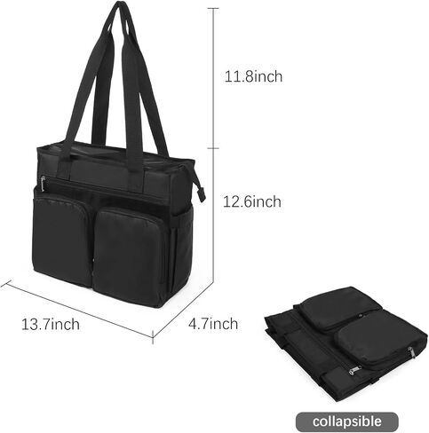 WOMACO File Tote Bag with Handle, Portable Hanging File Folder Organizer Work Bag with Zipper, Document Organizer Box for Letter Size File Folder (Black, Medium) in Saudi Arabia