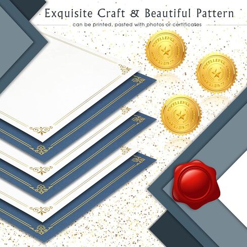 108 Pcs Certificate Kit Award Certificate Collection Include 36 Certificate Holder 36 Certificate Paper 36 Gold Foil Award Seal for Graduation Diploma Accomplishment Document Supplies (Navy Blue) in Saudi Arabia