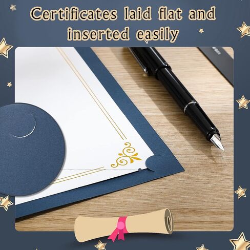 108 Pcs Certificate Kit Award Certificate Collection Include 36 Certificate Holder 36 Certificate Paper 36 Gold Foil Award Seal for Graduation Diploma Accomplishment Document Supplies (Navy Blue) in Saudi Arabia