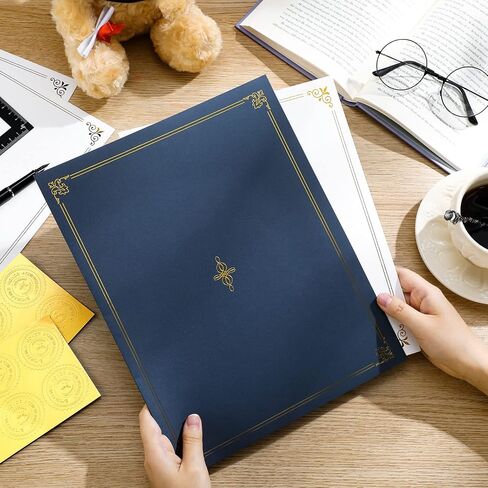 108 Pcs Certificate Kit Award Certificate Collection Include 36 Certificate Holder 36 Certificate Paper 36 Gold Foil Award Seal for Graduation Diploma Accomplishment Document Supplies (Navy Blue) in Saudi Arabia
