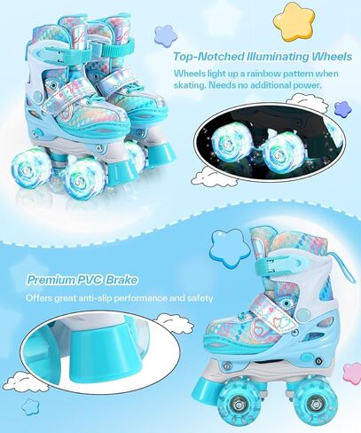 زلاجات دوارة للأطفال من سبورتنير، 4 زلاجات دوارة قابلة للتعديل للفتيات والأولاد والأطفال الصغار والمبتدئين، زلاجات للأطفال مع مجموعة معدات واقية هدية للاستخدام الداخلي والخارجي in Kuwait