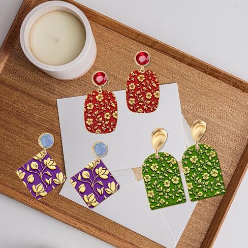 CHGCRAFT Oriental Flowers Polymer Clay Texture Sheets Curled Leaves Clay Texture Vintage Rubber Clay Texture Mat Modeling Pad Texture Sheets for Polymer Clay Making Earrings Jewelry in Saudi Arabia