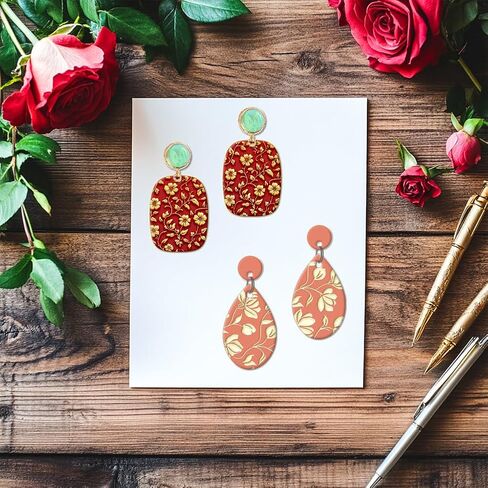 CHGCRAFT Oriental Flowers Polymer Clay Texture Sheets Curled Leaves Clay Texture Vintage Rubber Clay Texture Mat Modeling Pad Texture Sheets for Polymer Clay Making Earrings Jewelry in Saudi Arabia