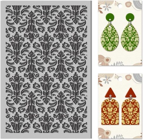 CHGCRAFT Polymer Clay Texture Sheets Baroque Pattern Texture Stamp Clay Texture Sheets Polymer Clay Texture Mat Retro Pattern Pad for Making Earrings Jewerly in Saudi Arabia