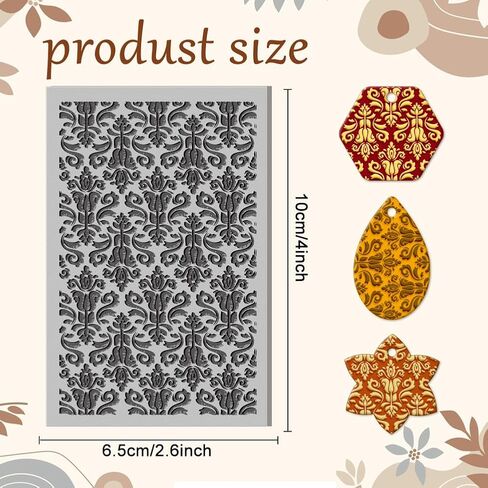 CHGCRAFT Polymer Clay Texture Sheets Baroque Pattern Texture Stamp Clay Texture Sheets Polymer Clay Texture Mat Retro Pattern Pad for Making Earrings Jewerly in Saudi Arabia