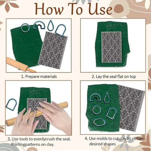 CHGCRAFT Polymer Clay Texture Sheets Baroque Pattern Texture Stamp Clay Texture Sheets Polymer Clay Texture Mat Retro Pattern Pad for Making Earrings Jewerly in Saudi Arabia
