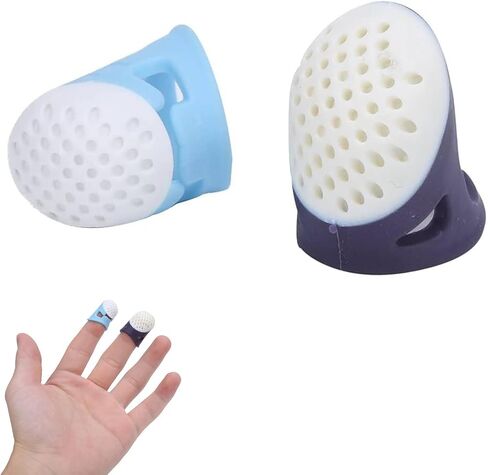 Agatige 2PCS Sewing Thimble, Finger Protector Covers Silicone Finger Tips Guard Thimble Finger Pads Soft Comfort Thimble for Sorting Task, Embroidery, Paperwork, Cutting, Wax Carving in Saudi Arabia
