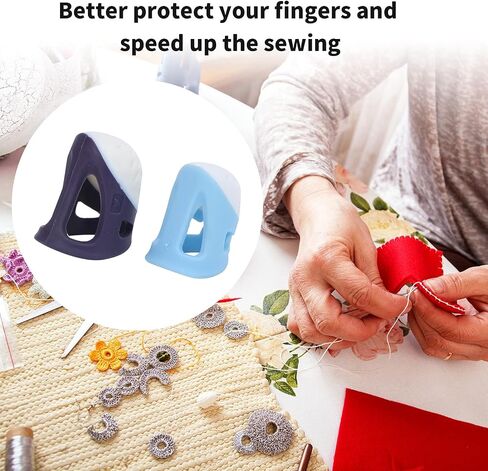 Agatige 2PCS Sewing Thimble, Finger Protector Covers Silicone Finger Tips Guard Thimble Finger Pads Soft Comfort Thimble for Sorting Task, Embroidery, Paperwork, Cutting, Wax Carving in Saudi Arabia