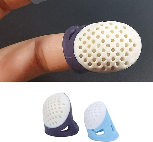 Agatige 2PCS Sewing Thimble, Finger Protector Covers Silicone Finger Tips Guard Thimble Finger Pads Soft Comfort Thimble for Sorting Task, Embroidery, Paperwork, Cutting, Wax Carving in Saudi Arabia