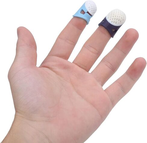 Agatige 2PCS Sewing Thimble, Finger Protector Covers Silicone Finger Tips Guard Thimble Finger Pads Soft Comfort Thimble for Sorting Task, Embroidery, Paperwork, Cutting, Wax Carving in Saudi Arabia