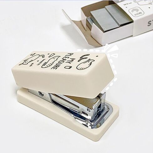 Cute Caetoon Desktop Stapler with Staples, Small Mini Office Stapler, Kids Cartoon Cat Staplers for Desk, Handheld Stapler for Home Office (White) in Saudi Arabia