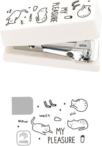 Cute Caetoon Desktop Stapler with Staples, Small Mini Office Stapler, Kids Cartoon Cat Staplers for Desk, Handheld Stapler for Home Office (White) in Saudi Arabia