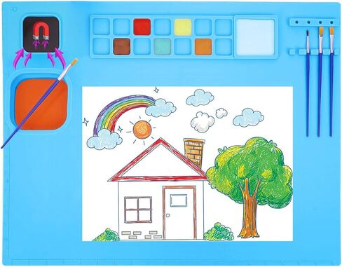 Silicone Craft Mat, Large Silicone Mat for Painting, 20"x16" Nonstick Nonslip Silicon Mat with Magnetic Detachable Cleaning Cup, Mat for Painting, Art, DIY, Resin, Clay and Play Doh in Saudi Arabia