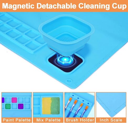 Silicone Craft Mat, Large Silicone Mat for Painting, 20"x16" Nonstick Nonslip Silicon Mat with Magnetic Detachable Cleaning Cup, Mat for Painting, Art, DIY, Resin, Clay and Play Doh in Saudi Arabia