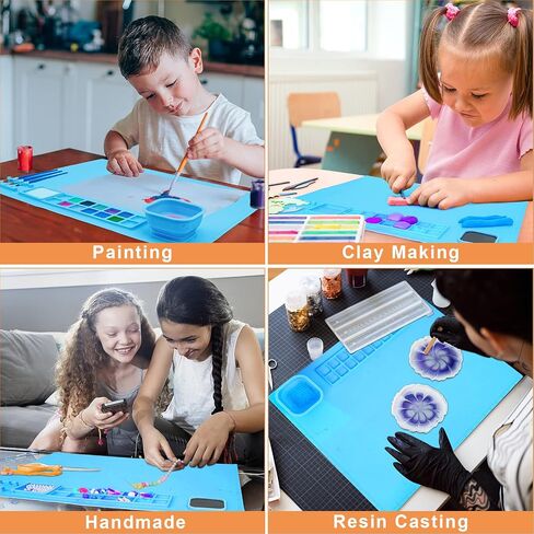Silicone Craft Mat, Large Silicone Mat for Painting, 20"x16" Nonstick Nonslip Silicon Mat with Magnetic Detachable Cleaning Cup, Mat for Painting, Art, DIY, Resin, Clay and Play Doh in Saudi Arabia