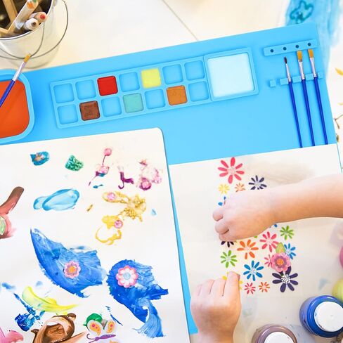Silicone Craft Mat, Large Silicone Mat for Painting, 20"x16" Nonstick Nonslip Silicon Mat with Magnetic Detachable Cleaning Cup, Mat for Painting, Art, DIY, Resin, Clay and Play Doh in Saudi Arabia