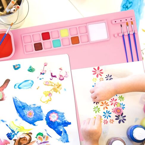 حصيرة سيليكون حرفية، حصيرة سيليكون كبيرة للرسم، 20 × 16 بوصة حصيرة سيليكون غير قابلة للانزلاق مع كوب تنظيف مغناطيسي قابل للفصل، حصيرة للرسم والفن والأعمال اليدوية والراتنج والطين وبلاي دوه in Kuwait