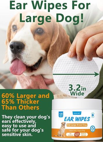 Dog Ear Wipes - Cat Dog Ear Cleaner, Puppy Ear Wipes Wash Cleaner for Dogs Cats - 100 Wipes for Dog Cat Ear Cleaning, Remove Ear Wax Dirt Debris for Dogs Cats Ear Infection Treatment Wipes in Saudi Arabia