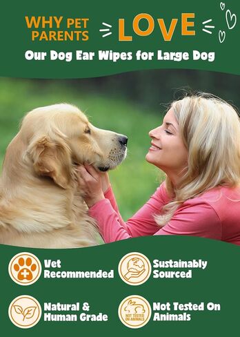 Dog Ear Wipes - Cat Dog Ear Cleaner, Puppy Ear Wipes Wash Cleaner for Dogs Cats - 100 Wipes for Dog Cat Ear Cleaning, Remove Ear Wax Dirt Debris for Dogs Cats Ear Infection Treatment Wipes in Saudi Arabia