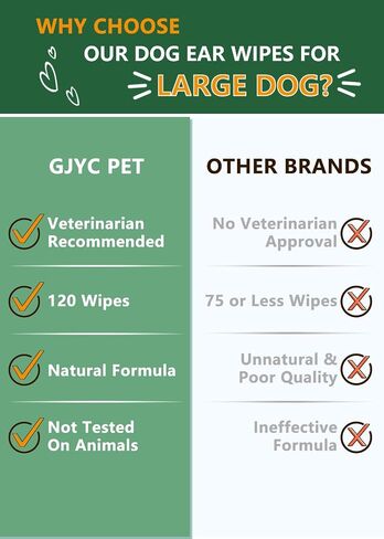 Dog Ear Wipes - Cat Dog Ear Cleaner, Puppy Ear Wipes Wash Cleaner for Dogs Cats - 100 Wipes for Dog Cat Ear Cleaning, Remove Ear Wax Dirt Debris for Dogs Cats Ear Infection Treatment Wipes in Saudi Arabia
