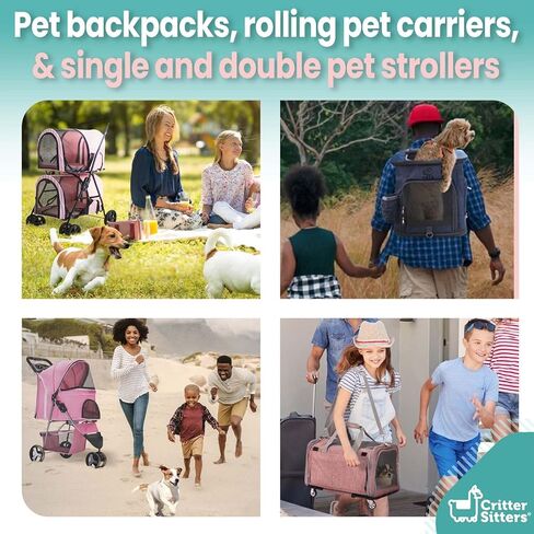 Critter Sitters Double Pet Stroller with Storage, Cat or Dog Stroller for Animals up to 44 lbs, 4-Wheel Cat Stroller for Cats, Small and Medium Dogs, Rabbits, and Guinea Pigs, Blue in Saudi Arabia