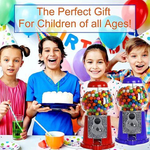 Gumball Machine for Kids 12" - Heavy Duty Metal with Glass - Christmas Antique Style Bubble Gum Machine - Kids Coin Operated Toy Bank for USA Coins - Candy Dispenser - Playo (PinkF) in Saudi Arabia