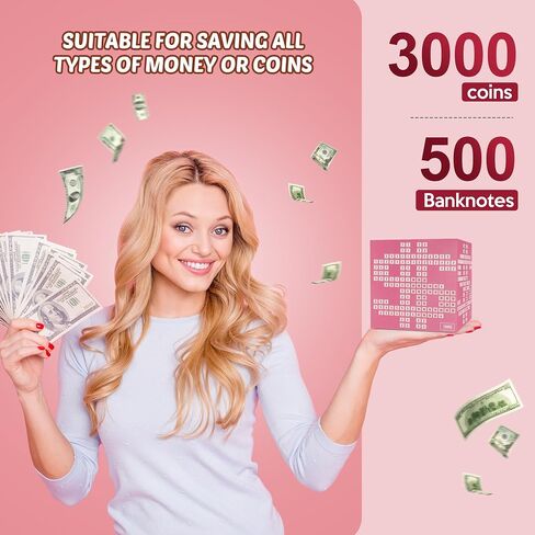 Money Saving Box Challenge, Unbreakable Pink Money Box with Goal Tracker in Saudi Arabia