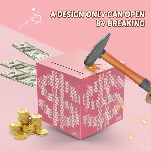 Money Saving Box Challenge, Unbreakable Pink Money Box with Goal Tracker in Saudi Arabia