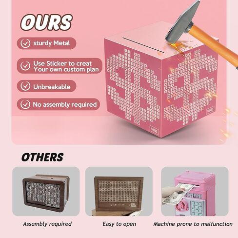 Money Saving Box Challenge, Unbreakable Pink Money Box with Goal Tracker in Saudi Arabia