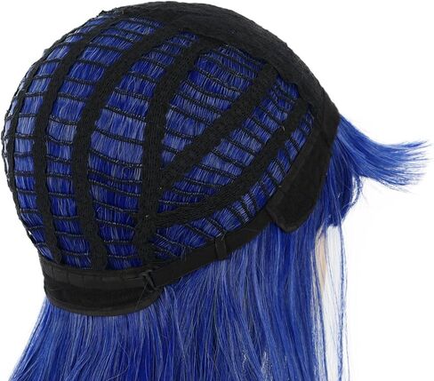 VGbeaty Girls Long Blue Wig Blunt Cut Ennui Cospaly costume Halloween Wig in Kuwait