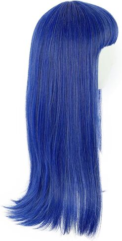 VGbeaty Girls Long Blue Wig Blunt Cut Ennui Cospaly costume Halloween Wig in Kuwait