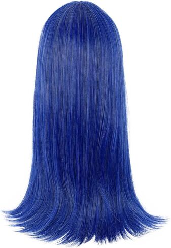 VGbeaty Girls Long Blue Wig Blunt Cut Ennui Cospaly costume Halloween Wig in Kuwait