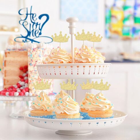 24Pcs Crown Cupcake Toppers Glitter Queen Crown Cupcake Picks for Queen Princess Theme Baby Shower Girls Wedding Birthday Party Cake Decorations Supplies Gold in Saudi Arabia