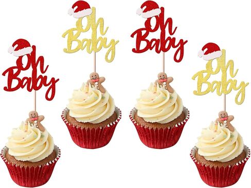 Rsstarxi 24 Pack Merry Grinchmas Cupcake Toppers Red Green Glitter Santa Hat Merry Christmas Cupcake Picks for Grinch Christmas Theme Xmas Holiday Kids Birthday Party Cake Decorations Supplies in Kuwait