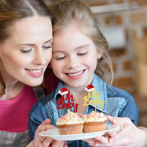 Rsstarxi 24 Pack Merry Grinchmas Cupcake Toppers Red Green Glitter Santa Hat Merry Christmas Cupcake Picks for Grinch Christmas Theme Xmas Holiday Kids Birthday Party Cake Decorations Supplies in Kuwait