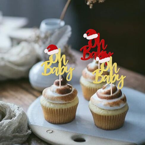 Rsstarxi 24 Pack Merry Grinchmas Cupcake Toppers Red Green Glitter Santa Hat Merry Christmas Cupcake Picks for Grinch Christmas Theme Xmas Holiday Kids Birthday Party Cake Decorations Supplies in Kuwait