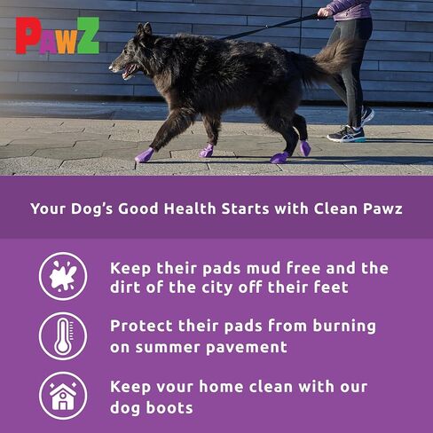 PawZ Rubber Dog Boots for Paws up to 4", 24 Total (2 Packs of 12) - All-Weather Dog Booties for Hot Pavement, Snow, Mud, and Rain - Waterproof, Anti Slip Dog Socks - Large, Black in Kuwait