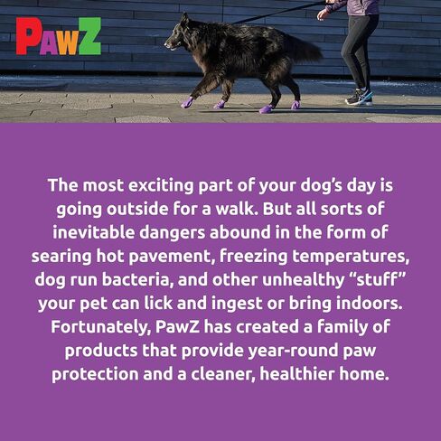 PawZ Rubber Dog Boots for Paws up to 4", 24 Total (2 Packs of 12) - All-Weather Dog Booties for Hot Pavement, Snow, Mud, and Rain - Waterproof, Anti Slip Dog Socks - Large, Black in Kuwait