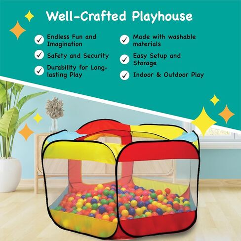 Kids Ball Pit Large Pop Up Ball Pit Tent for Toddlers - Indoor & Outdoor Gift Toys for Infants Girls & Boys, Baby Playpen with Zipper Storage Bag, Ball Pit Balls Not Included in Kuwait