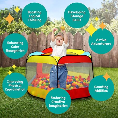 Kids Ball Pit Large Pop Up Ball Pit Tent for Toddlers - Indoor & Outdoor Gift Toys for Infants Girls & Boys, Baby Playpen with Zipper Storage Bag, Ball Pit Balls Not Included in Kuwait
