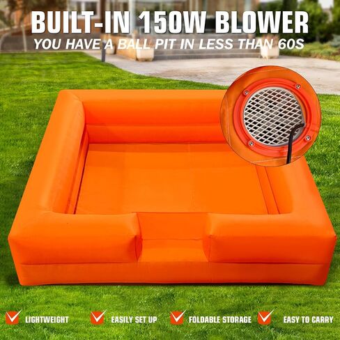 WARSUN Foam Ball Pit- Blue Ball Pit 10x10Ft with Built-in Fan Ball Pit Inflatable for for Kids Toddlers, Hours of Fun Activity in Kuwait