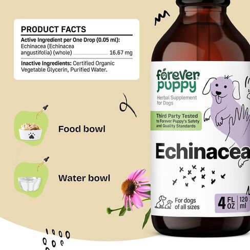 Echinacea Tincture for Dogs - Immune Support for All Breeds & Sizes w/Echinacea Herb - Immune Health Drops for Pets - Dog Food Supplements for Immunity w/Echinacea Liquid Extract - 2 oz in Saudi Arabia