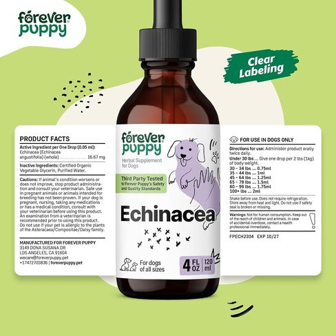 Echinacea Tincture for Dogs - Immune Support for All Breeds & Sizes w/Echinacea Herb - Immune Health Drops for Pets - Dog Food Supplements for Immunity w/Echinacea Liquid Extract - 2 oz in Saudi Arabia