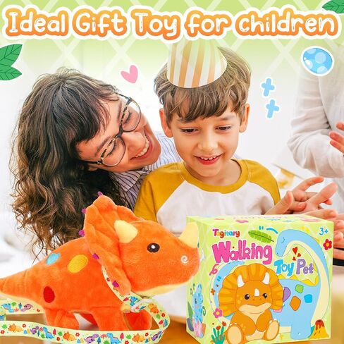 Tagitary Plush Toys Dinosaur Stuffed Toys That Walking,Head Nodding,and Making Sound,Soft Plush Triceratops Interactive Electronic Pet with Egg and Leash, Dinosaur Gift Set for Kids Toddlers in Saudi Arabia