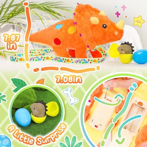 Tagitary Plush Toys Dinosaur Stuffed Toys That Walking,Head Nodding,and Making Sound,Soft Plush Triceratops Interactive Electronic Pet with Egg and Leash, Dinosaur Gift Set for Kids Toddlers in Saudi Arabia