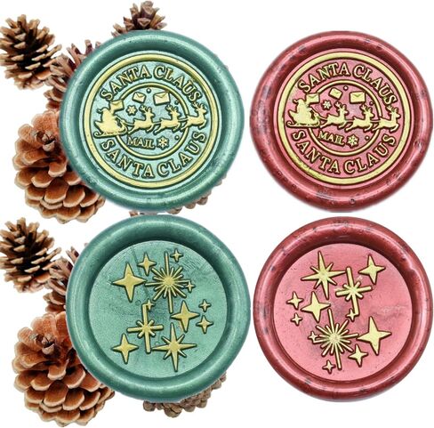 Santa Claus Wax Seal Stamp Set, ONWINPOR 6Pcs Christmas Tree Elk Wax Seal Stamp Kit Removable Sealing Stamp Head, Northpole Wax Seal Kit Great for Decorating Christmas Party Invitations (SDkit01) in Kuwait