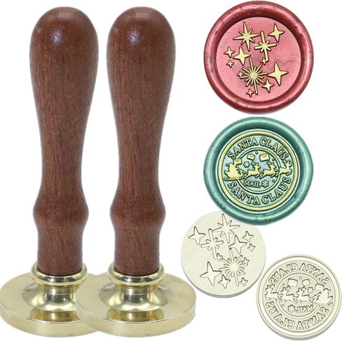 Santa Claus Wax Seal Stamp Set, ONWINPOR 6Pcs Christmas Tree Elk Wax Seal Stamp Kit Removable Sealing Stamp Head, Northpole Wax Seal Kit Great for Decorating Christmas Party Invitations (SDkit01) in Kuwait