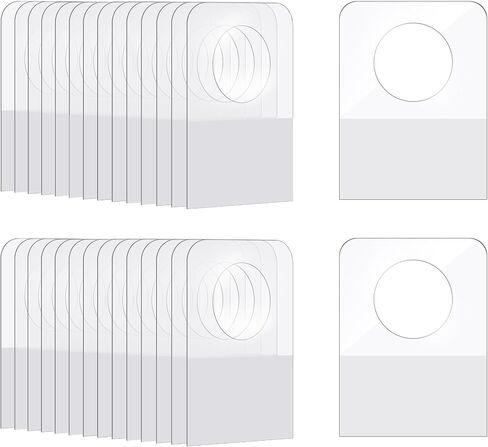 500 Pcs Hang Tags, 1-1/4 x 7/8 Inch Self-Adhesive Clear Hang Tags with Round Hole, Plastic Hanging Tabs for Retail, Jewelry, Handicrafts, Small Items Display in Saudi Arabia